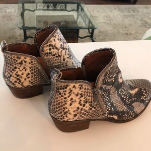 Lucky brand snakeskin ankle boots 8.5